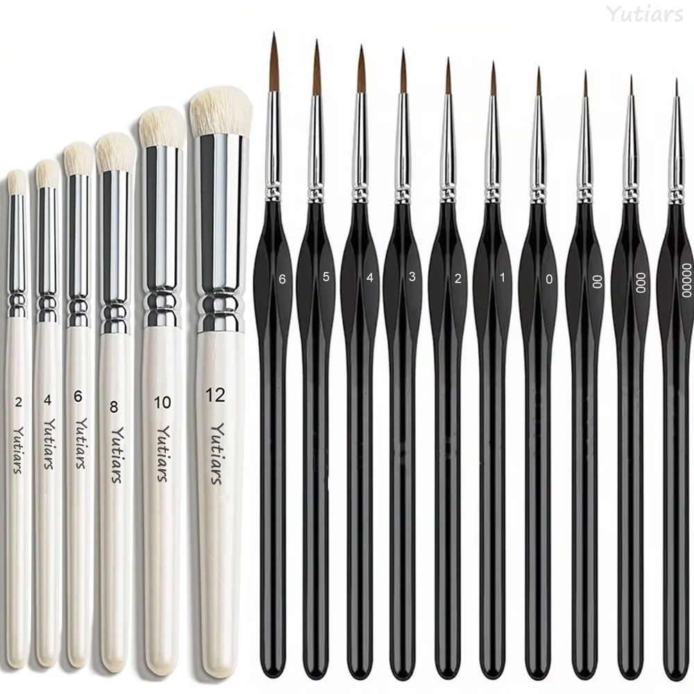 Model Kit Paint Set - ชุดแปรงทาสีขนาดเล็ก แปรงทาสีแบบแห้ง แปรงทาสีรายละเอียดสำหรับสีอะคริลิก สีน้ำ โมเดลฟิกเกอร์ วาดภาพบนใบหน้า