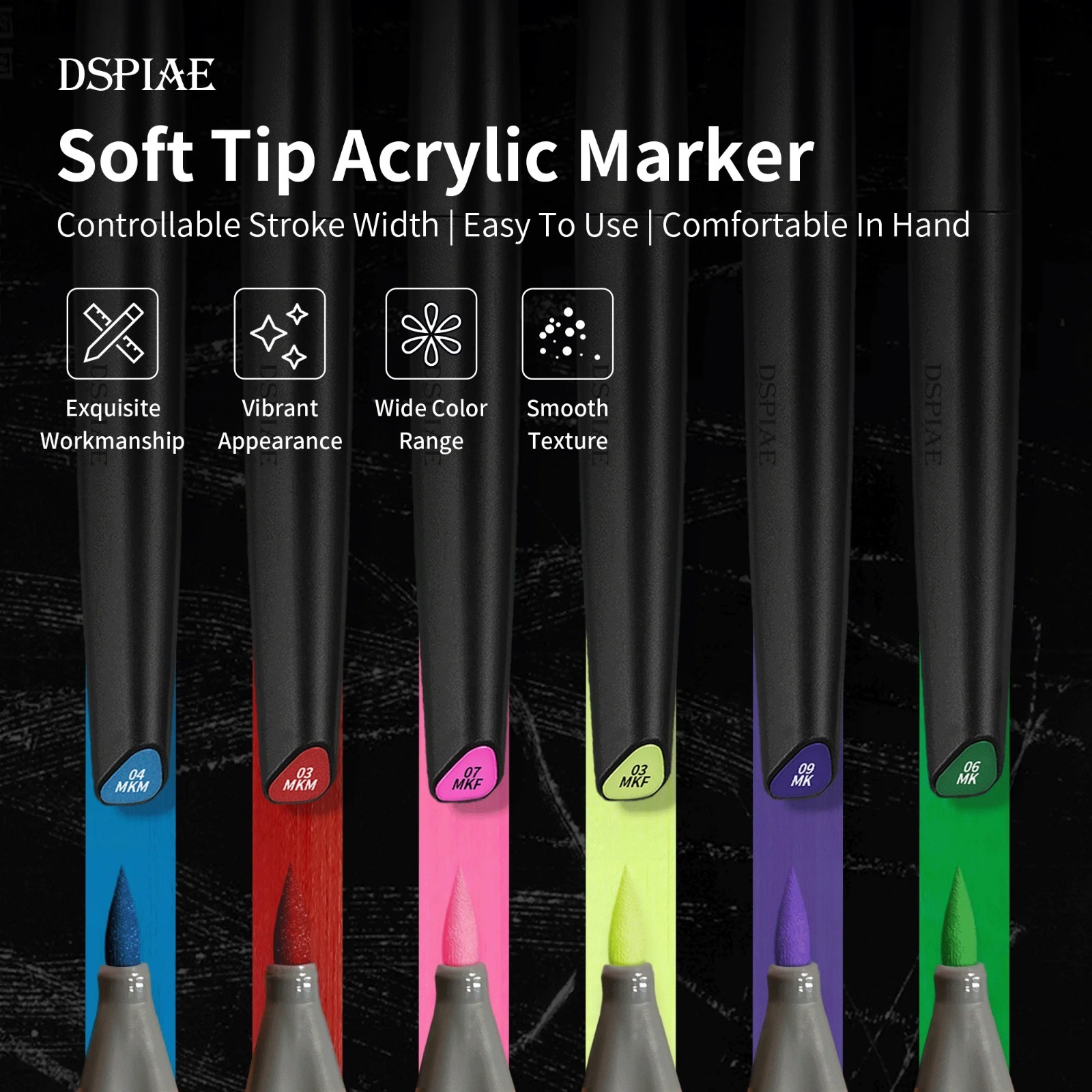 Model Kit Paint Set - DSPIAE ชุดปากกามาร์กเกอร์แบบน้ำชนิดปลายอ่อน สีพื้นฐาน/เมทัลลิก/สีเรืองแสง สำหรับงานเพ้นท์โมเดลกันพลา DIY งานศิลปะ