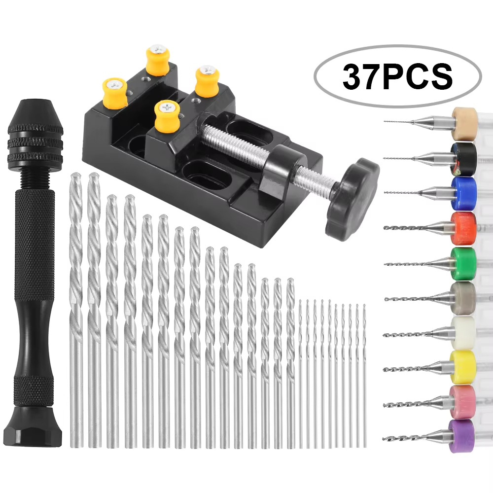 Pin Vice Micro - 37 ชิ้นแบบพกพามือบิด เจาะ ชุดรวม Pin Vise