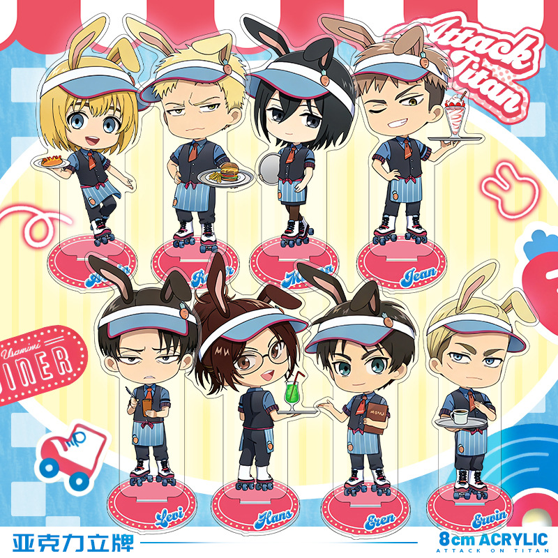Model Kit Holder - ร้านอาหาร Attacking Giants Ramp พร้อมฟิกเกอร์อะคริลิก Levi,